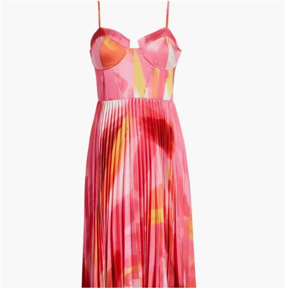 Hutch Mali Bustier Pleated Satin Gown - NWT